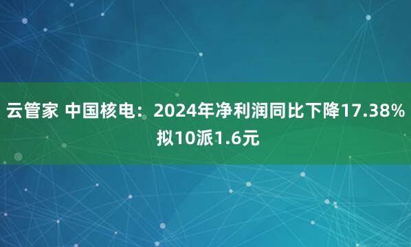云管家 中国核电：2024年净利润同比下降17.38% 拟10派1.6元