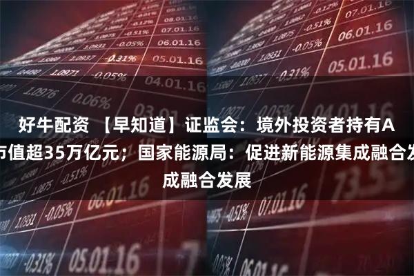好牛配资 【早知道】证监会：境外投资者持有A股市值超35万亿元；国家能源局：促进新能源集成融合发展